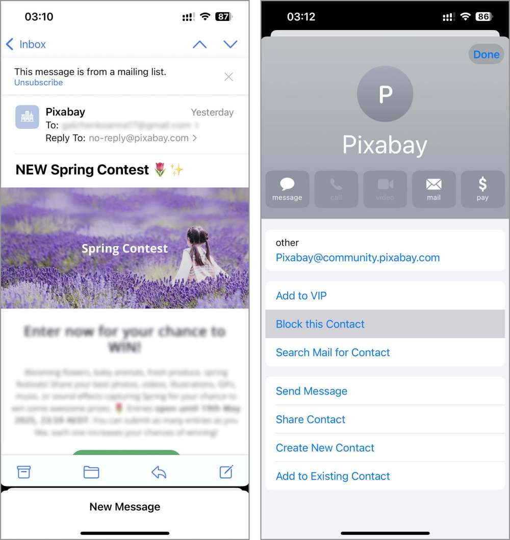 Step3 Choose Block Junk mail definition